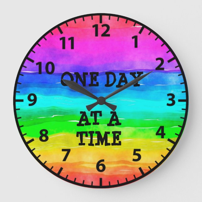 One Day at a Time Sobriety Recovery Rainbow Clock (Front)