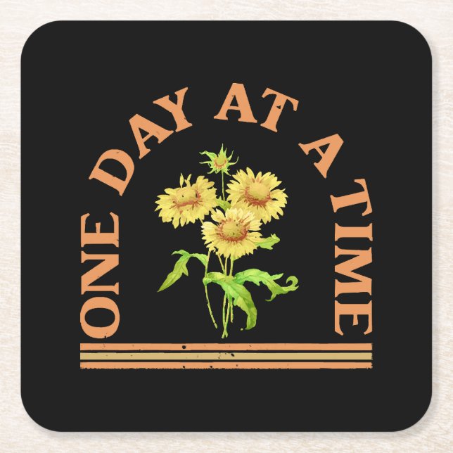 One Day At A Time Square Paper Coaster (Front)