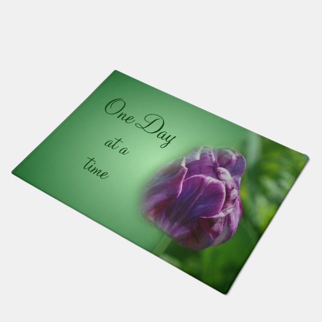 One Day At A Time Tulip Inspirational  Doormat (Angled)