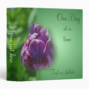 One Day At A Time Tulip Inspirational Personalized Binder