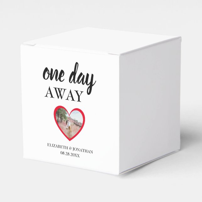 One Day Away Heart Photo Rehearsal Dinner Favor Box (Front Side)
