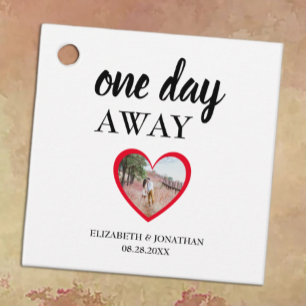 One Day Away Heart Photo Rehearsal Dinner Favour Tags