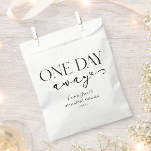 One Day Away Minimal Wedding Rehearsal Dinner Favour Bag