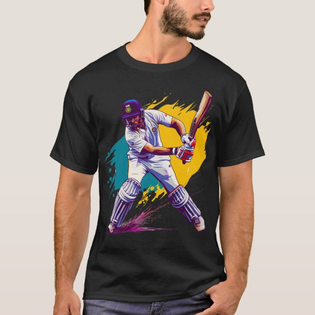 One Day Cricket Digital Art T-Shirt (Front)