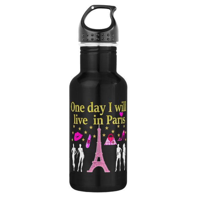 ONE DAY I WILL LIVE IN PARIS 532 ML WATER BOTTLE (Front)