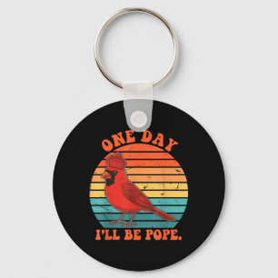 One Day Ill Be Pope Funny Retro Sunset Keychain
