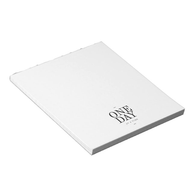 One Day Inspiring Quote White Black Gifts Notepad (Angled)