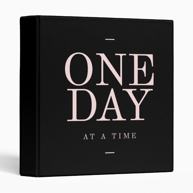 One Day - Inspiring Quotes Black Pink Goals Binder (Front/Spine)