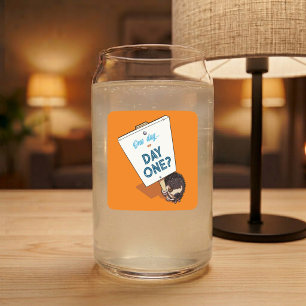 One Day Or Day One? Motivational Hedgehog Cartoon Can Glass