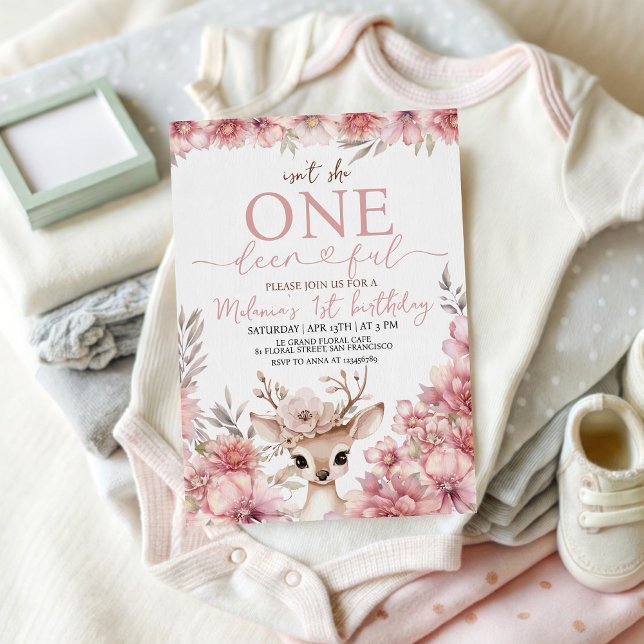 One-deer-ful 1st Birthday Invitation (Créateur téléchargé)
