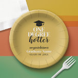 One Degree Hotter - Black Gold - Graduation Paper Plate<br><div class="desc">One Degree Hotter - A modern black and gold plate with a gold grad cap and bold text with a theme. A great graduation party decor addition to celebrate the graduate. Personalize with a name and date.</div>