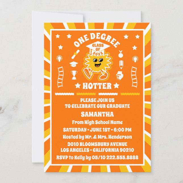One Degree Hotter Retro Graduation Party  Invitation (Front)