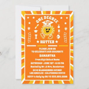 One Degree Hotter Retro Graduation Party  Invitation