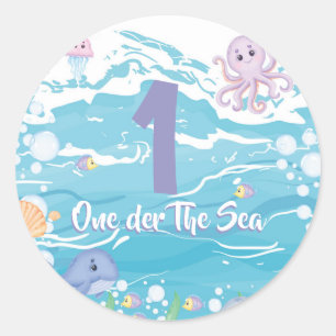 One-der The Sea First Birthday Party  Classic Round Sticker