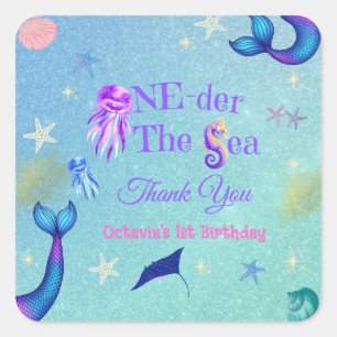 One-der the Sea First Birthday  Square Sticker