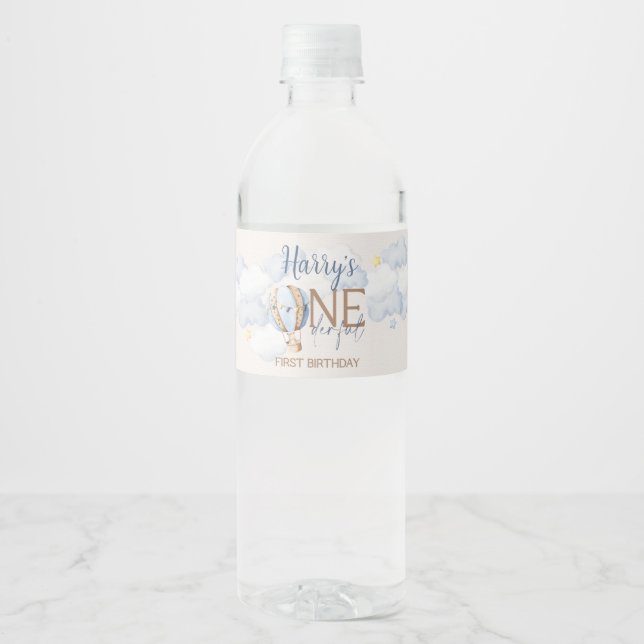 ONE derful 1st Birthday Water Bottle Étiquettes (Devant)