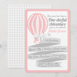 One-derful Adventure Hot Air Balloon 1st Birthday Invitation