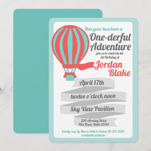 One-derful Adventure Hot Air Balloon Invitation
