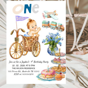 ONE- derful Boy 1st Birthday - Boy First Birthday Invitation