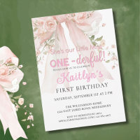 One-derful Charming Pink Bow Girls 1st Birthday