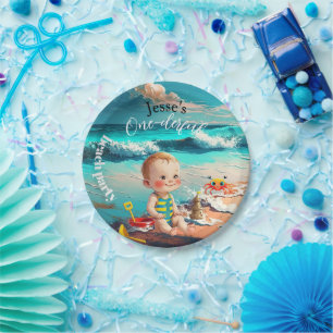 One-derful, first birthday paper plate