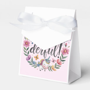One-derful Watercolor Unicorn Birthday Favor Box