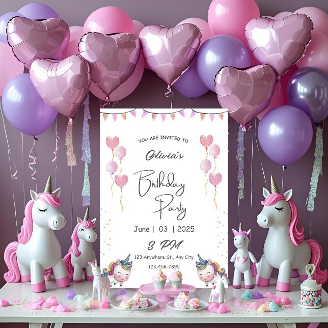 One-derful Watercolor Unicorn Birthday Invitation (Creator Uploaded)