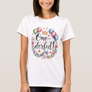 One-derful Watercolor Unicorn Birthday T-Shirt