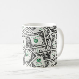 One Dollar Bill Pattern Coffee Mug