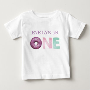 One Doughnut Birthday Personalized Baby T-Shirt