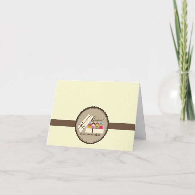 One Dozen French Macarons Bonjour Notecard (Front)