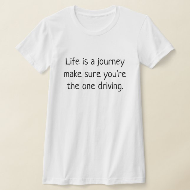 one driving white with black writing tshirts (Laydown)