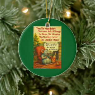 One Drunken' Mouse – Christmas Card Chaos Ceramic Ornament