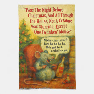 One Drunken' Mouse – Christmas Card Chaos Kitchen Towel