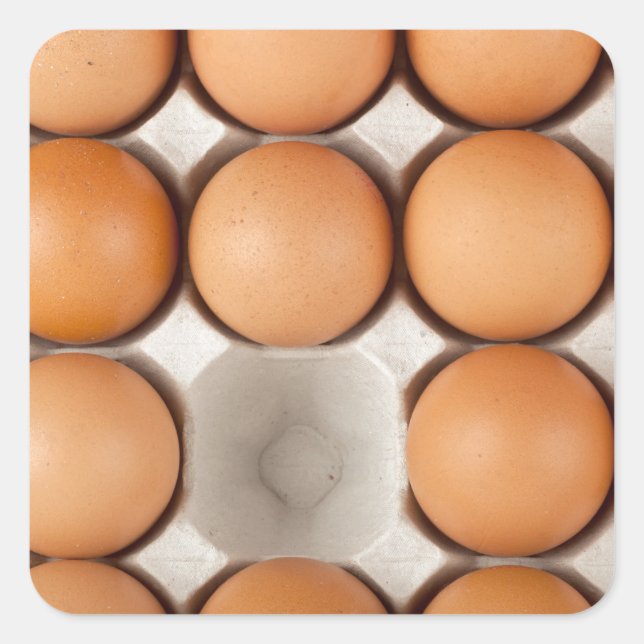 One egg missing square sticker (Front)