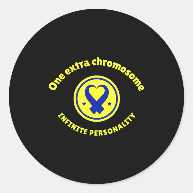 One extra chromosome infinite personality down classic round sticker (Front)