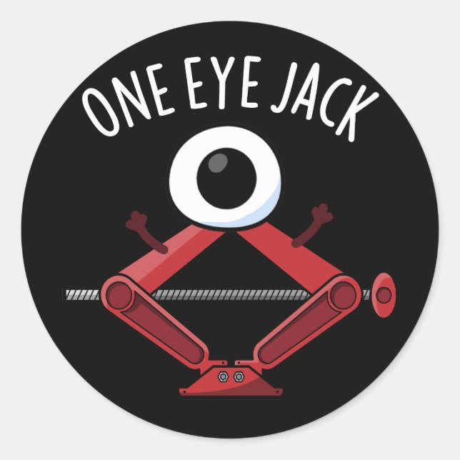 One Eye Jack Funny Car Jack Pun Dark BG Classic Round Sticker (Front)