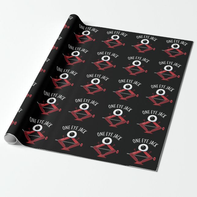 One Eye Jack Funny Car Jack Pun Dark BG Wrapping Paper (Unrolled)