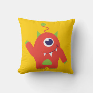 One eyed alien orange & yellow kids pillow