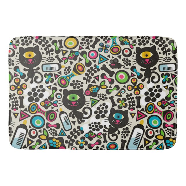 One Eyed Black Cat Bath Mat (Front)