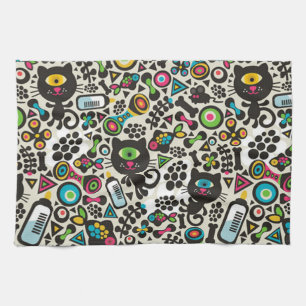 One Eyed Black Cat Kitchen Towel
