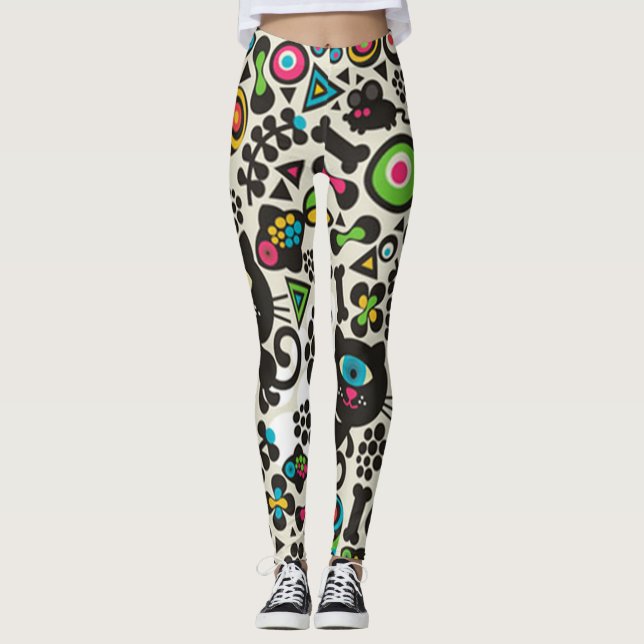 One Eyed Black Cat Leggings (Front)