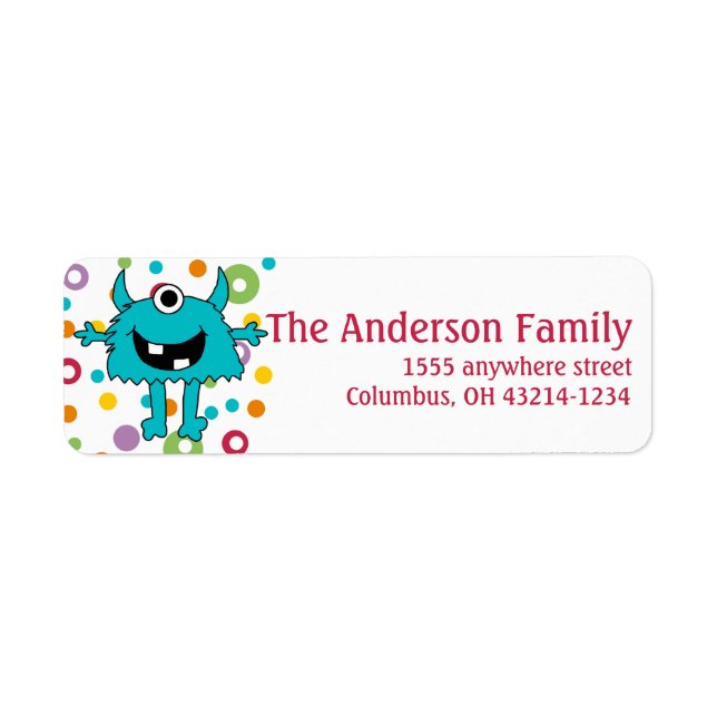 One Eyed Blue Alien Return Address Labels d2 (Front)