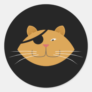 One eyed cat classic round sticker