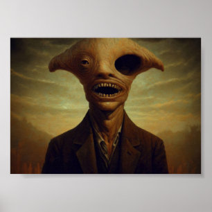 One Eyed Horror Creature Portrait Poster