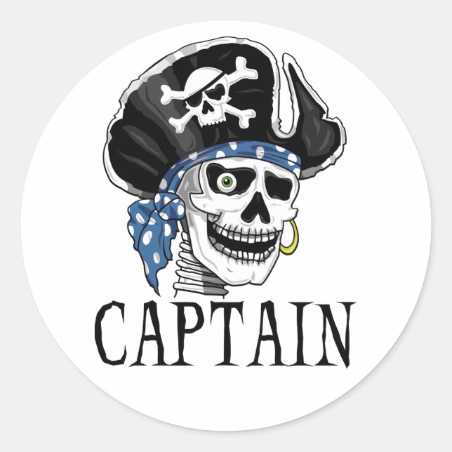 One-eyed Pirate Captain Classic Round Sticker (Front)