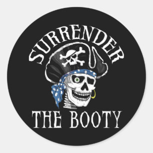 One-eyed Pirate Skull and Crossbones Classic Round Sticker