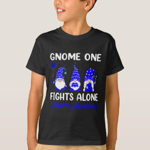 One Fights Alone Blue Ribbon Alopecia Awareness  T-Shirt