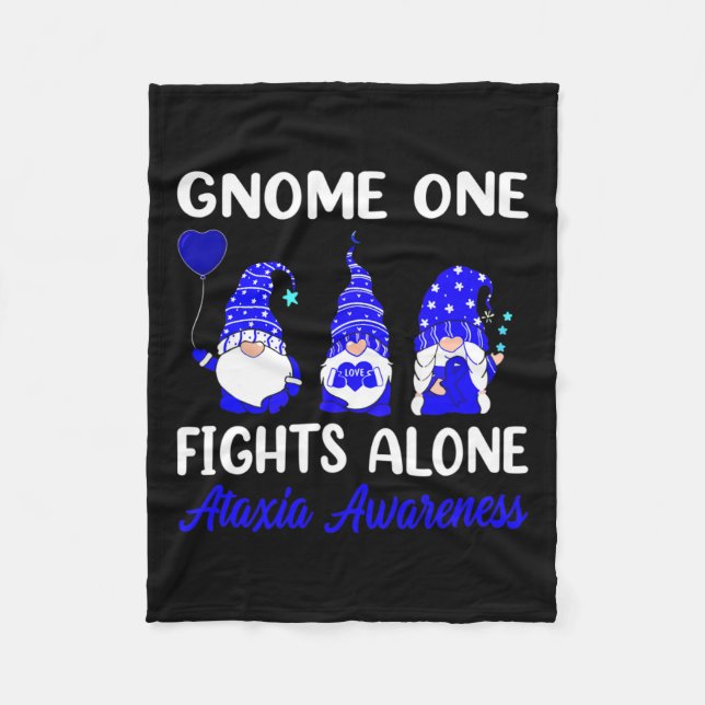 One Fights Alone Blue Ribbon Ataxia Awareness  Fleece Blanket (Front)
