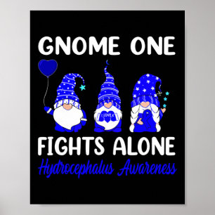 One Fights Alone Blue Ribbon Hydrocephalus Awarene Poster